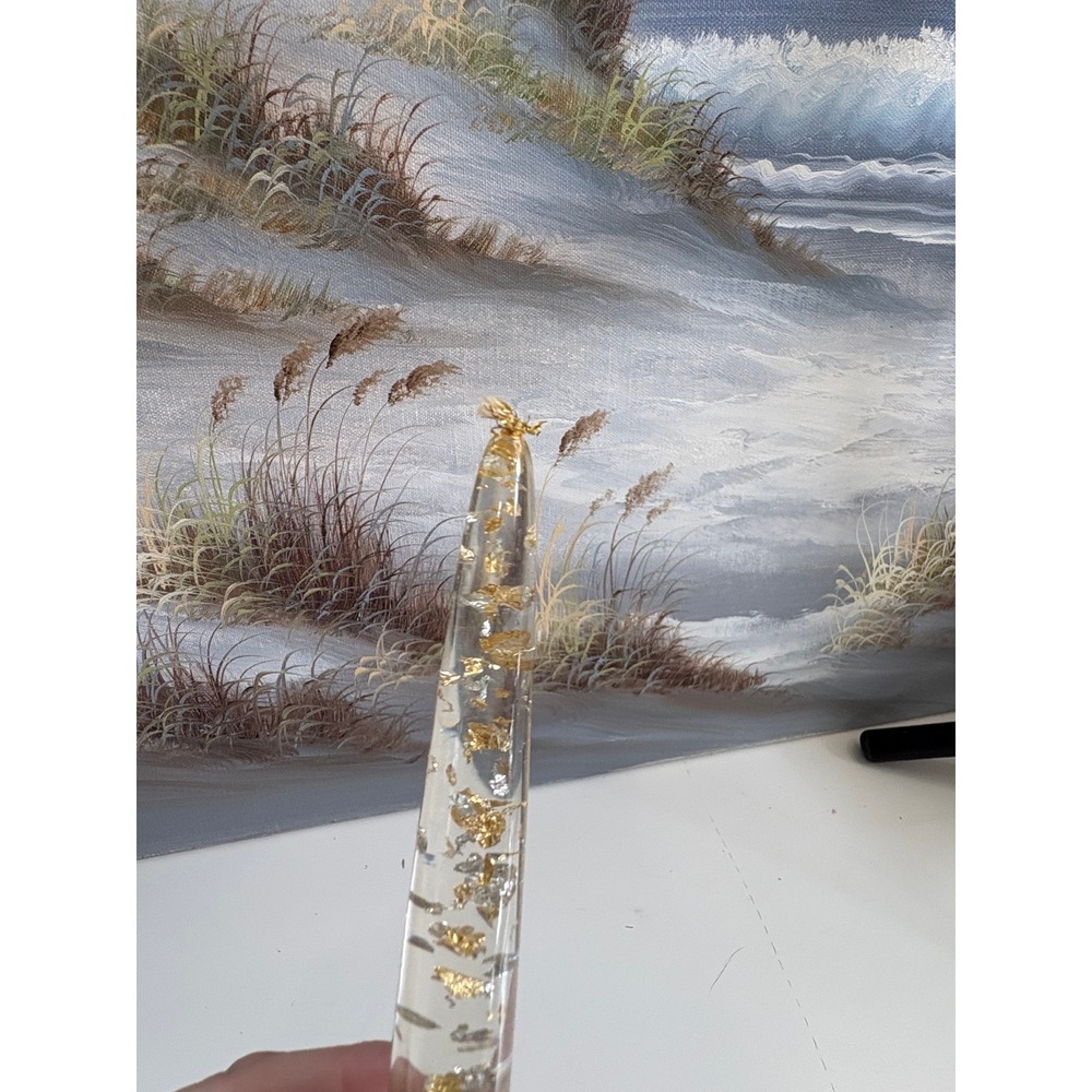 Vintage D.H. Lindberg Handcrafted Gold Silver Flake Acrylic Taper Candle 10.5" - Picture 8 of 10
